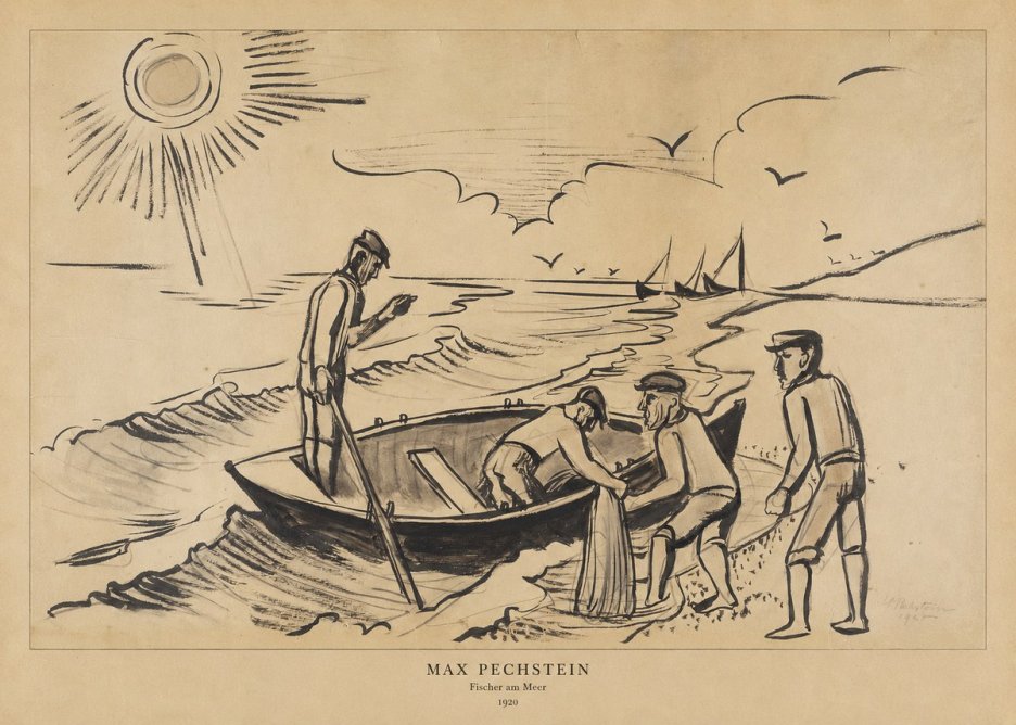 Max Pechstein Fischer Am Meer - 1920 No6 - Póster