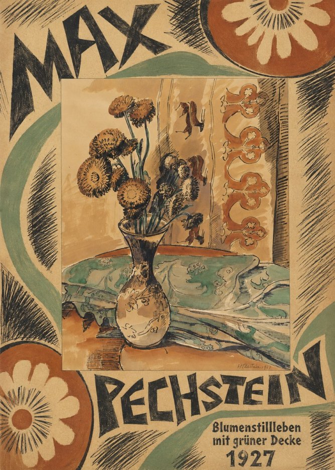 Max Pechstein Blumenstillleben Mit Grüner Decke No6 - Póster