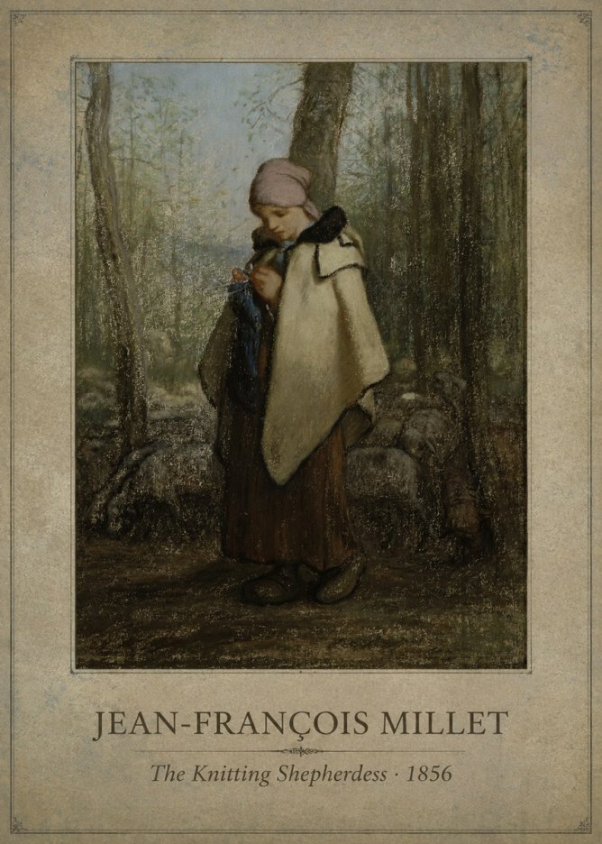 Jean-François Millet The Knitting Shepherdess · 1856 No1 - Póster