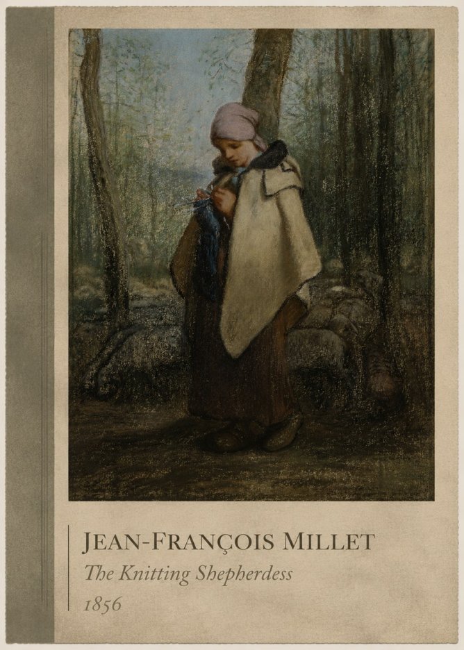 Jean-François Millet The Knitting Shepherdess · 1856 No2 - Póster