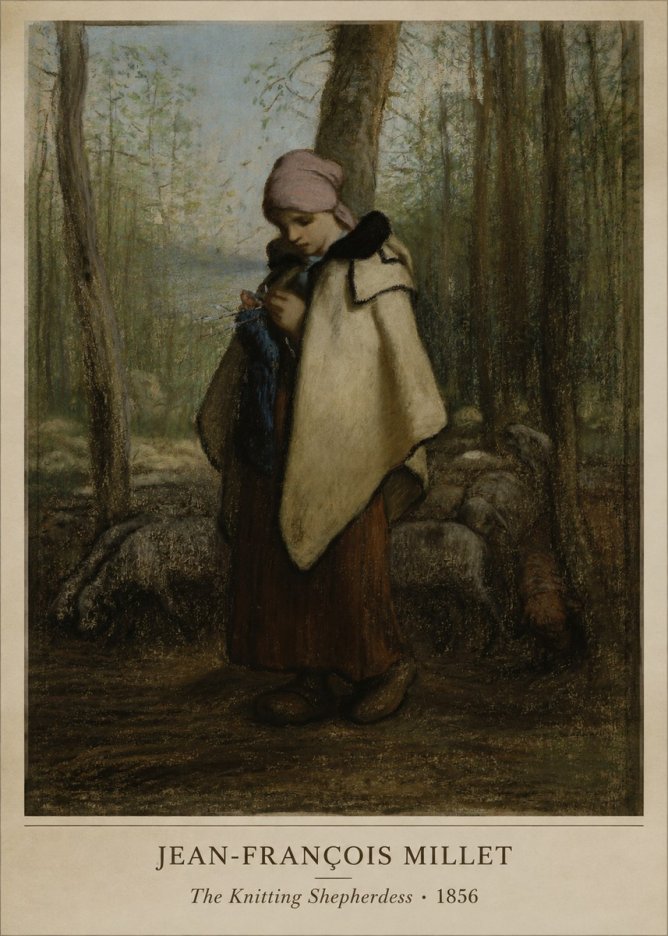 Jean-François Millet The Knitting Shepherdess · 1856 No5 - Póster