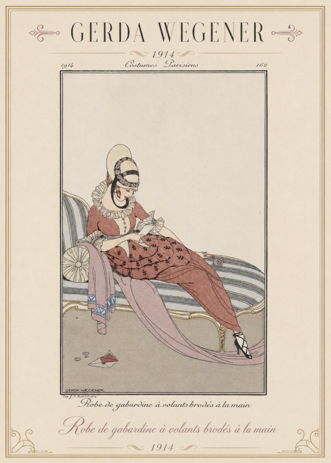 Gerda Wegener Robe De Gabardine À Volants Brodés À La Main II No1 - Póster