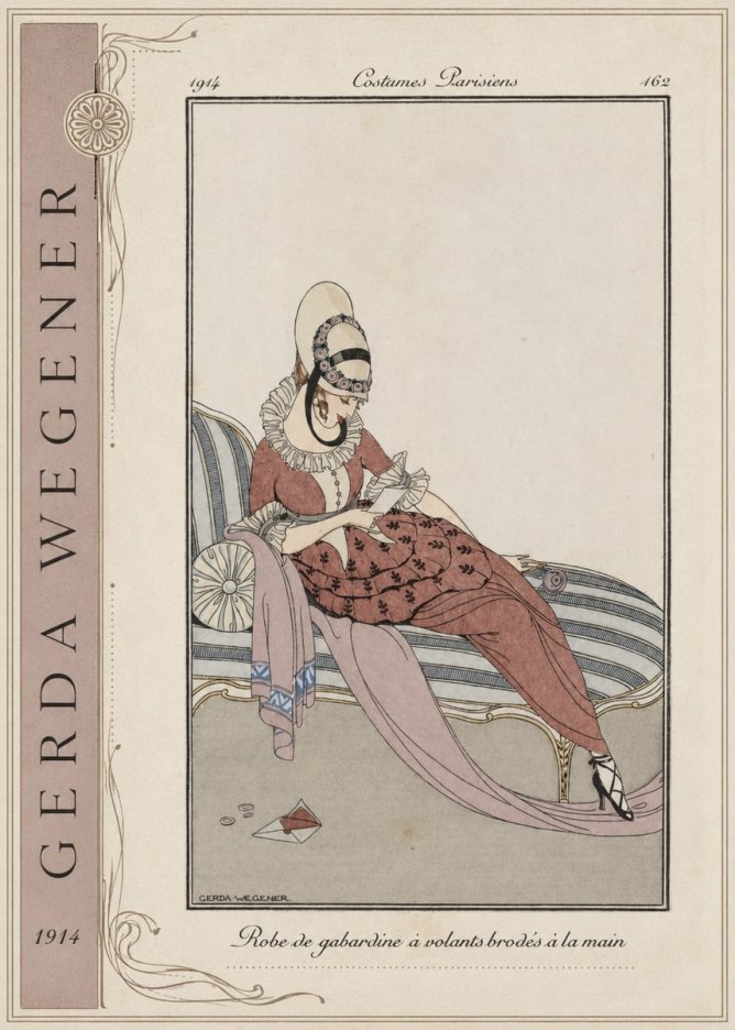 Gerda Wegener Robe De Gabardine À Volants Brodés À La Main II No2 - Póster