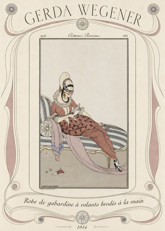 Gerda Wegener Robe De Gabardine À Volants Brodés À La Main II No4 - Póster
