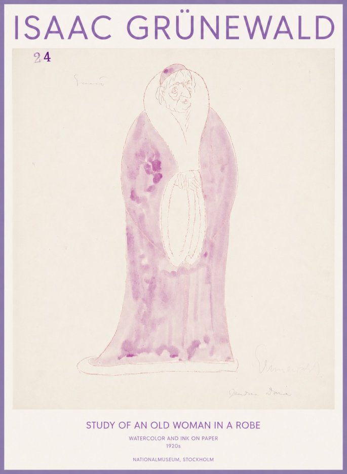 Isaac Grünewald Study of an Old Woman in a Robe No1 - Póster