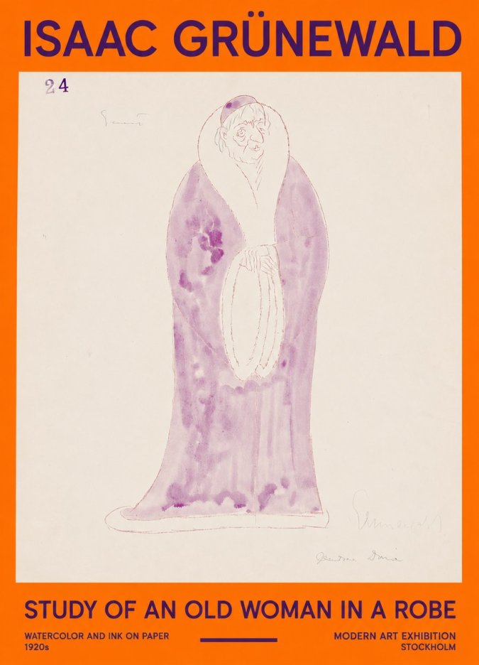 Isaac Grünewald Study of an Old Woman in a Robe No2 - Póster