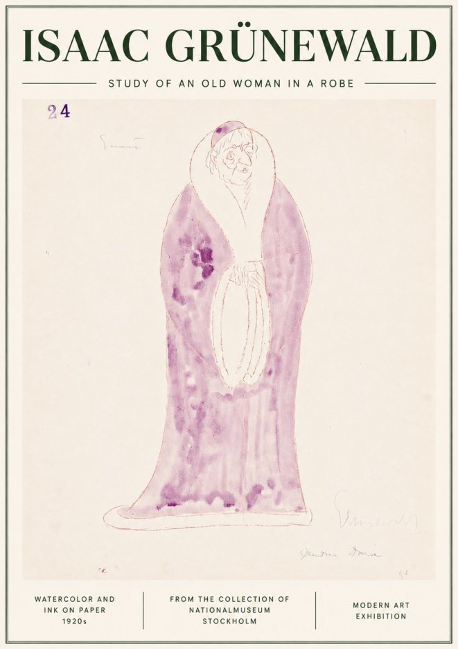 Isaac Grünewald Study of an Old Woman in a Robe No3 - Póster