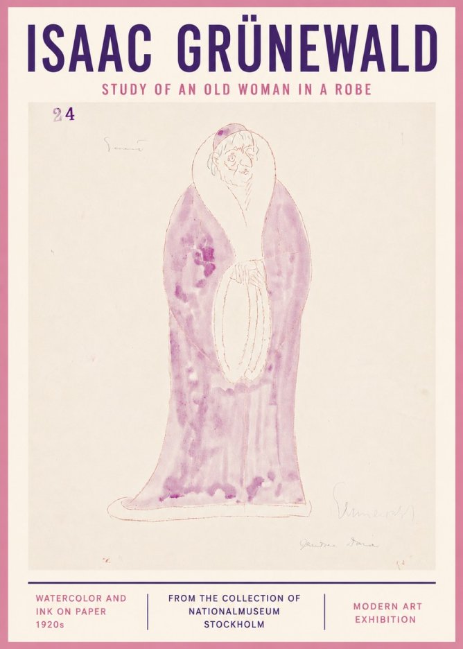 Isaac Grünewald Study of an Old Woman in a Robe No4 - Póster
