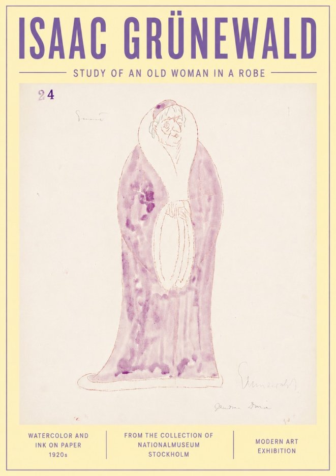 Isaac Grünewald Study of an Old Woman in a Robe No6 - Póster
