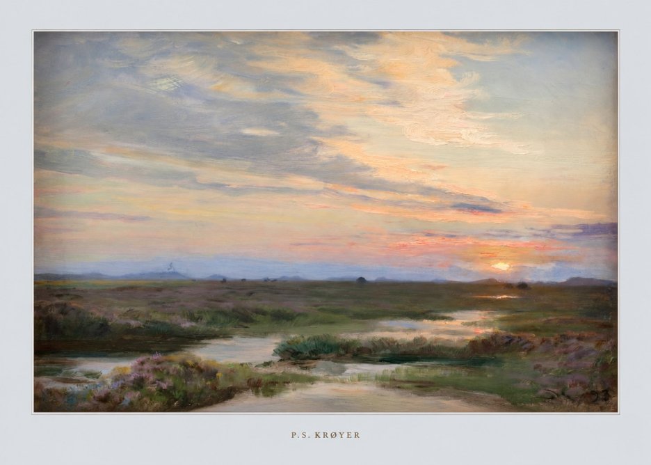 P.S. Krøyer Moorland with Sunset No5 - Póster