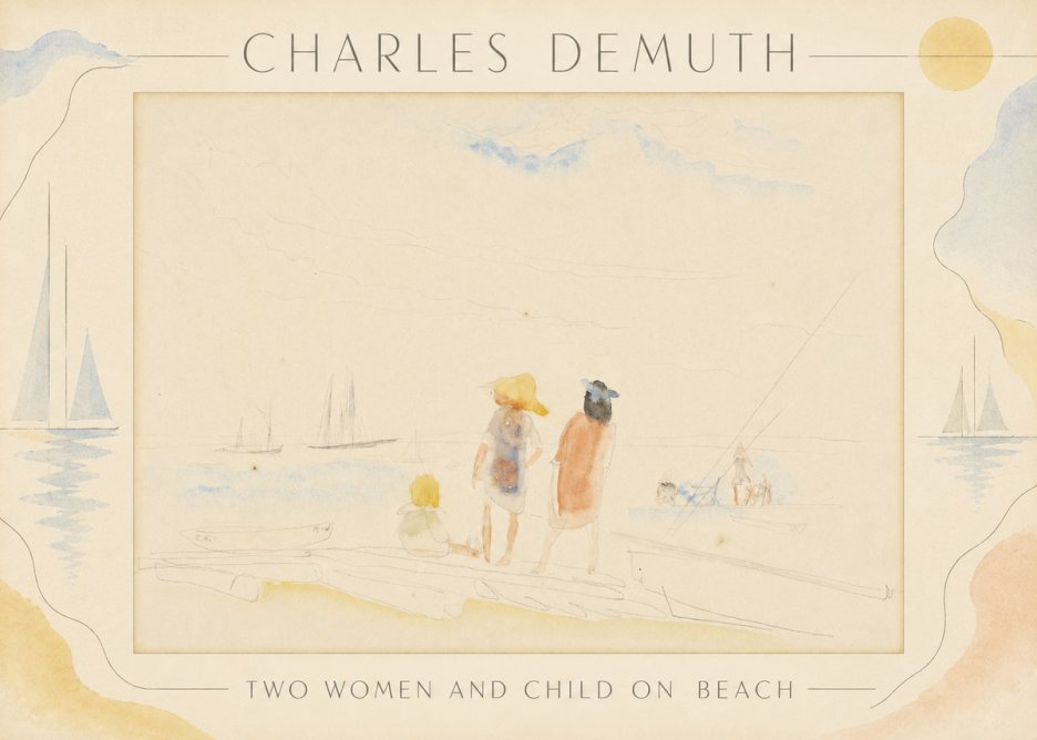Charles Demuth Two Women and Child on Beach No3 - Póster