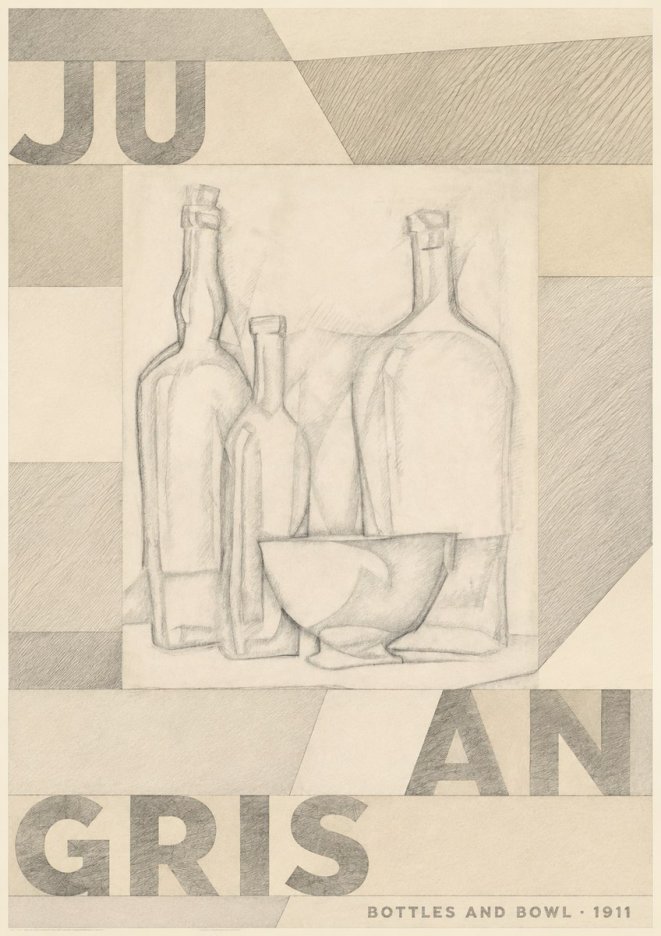 Juan Gris Bottles and Bowl No4 - Póster