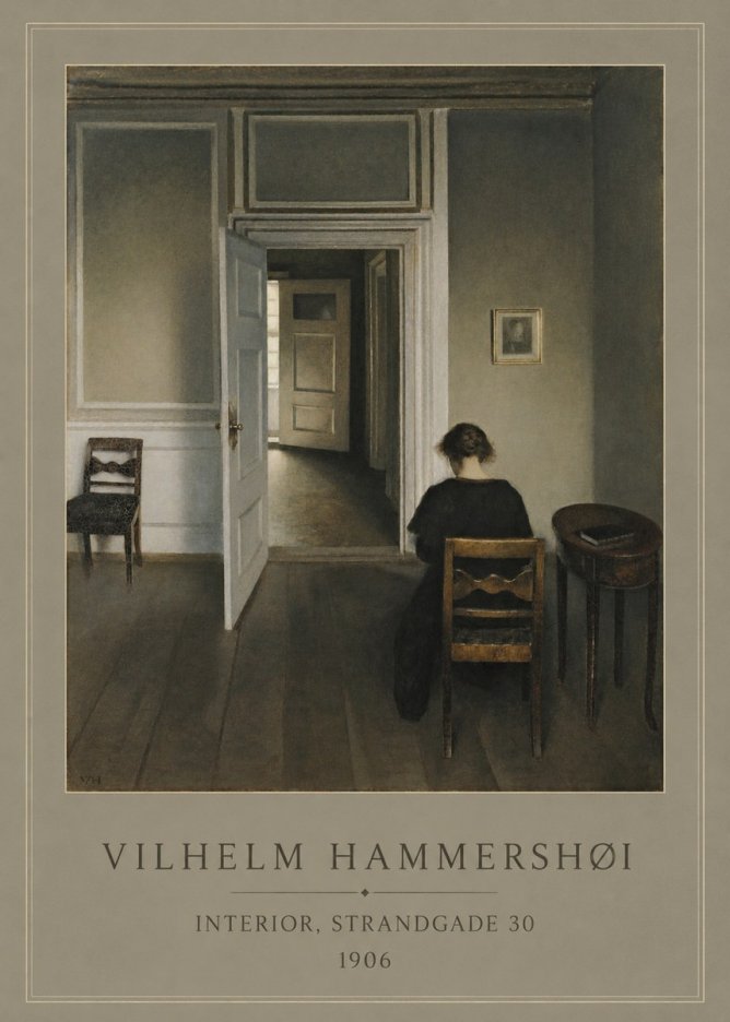 Vilhelm Hammershøi Interior, Strandgade 30 II No1 - Póster