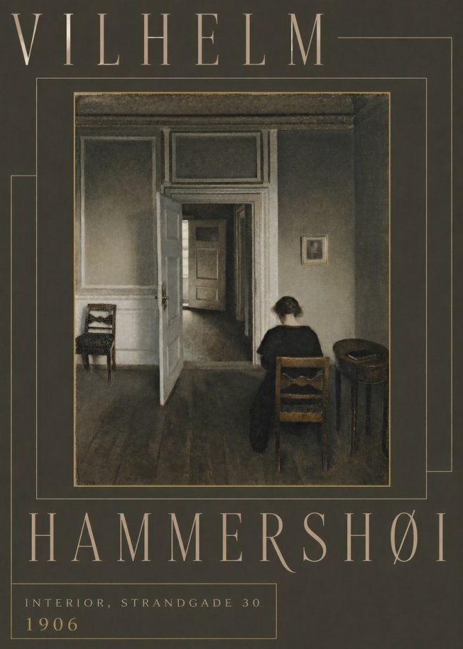 Vilhelm Hammershøi Interior, Strandgade 30 II No6 - Póster