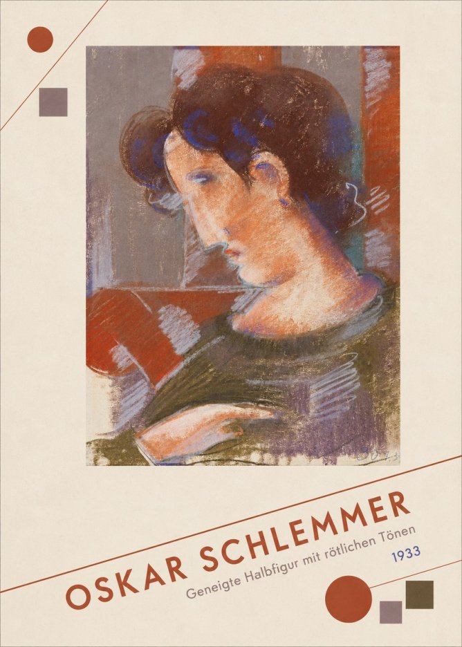 Oskar Schlemmer Geneigte Halbfigur Mit Rötlichen Tönen No3 - Póster