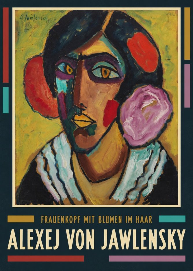Alexej von Jawlensky Frauenkopf Mit Blumen Im Haar No3 - Póster