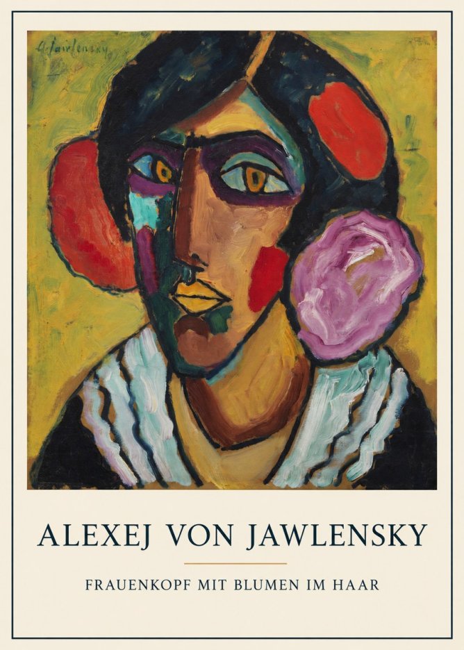 Alexej von Jawlensky Frauenkopf Mit Blumen Im Haar No5 - Póster
