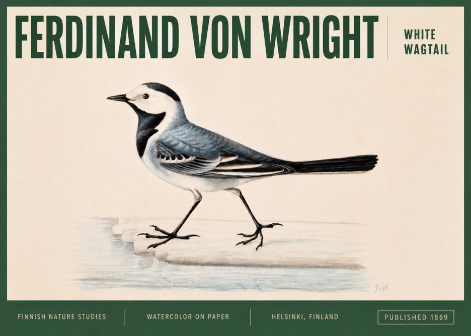 Ferdinand von Wright White Wagtail No3 - Póster