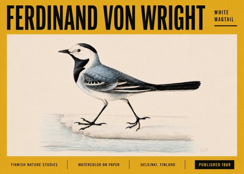 Ferdinand von Wright White Wagtail No5 - Póster