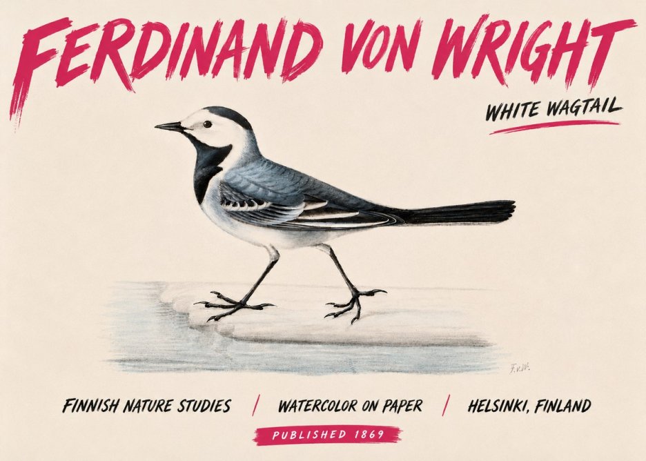 Ferdinand von Wright White Wagtail No6 - Póster