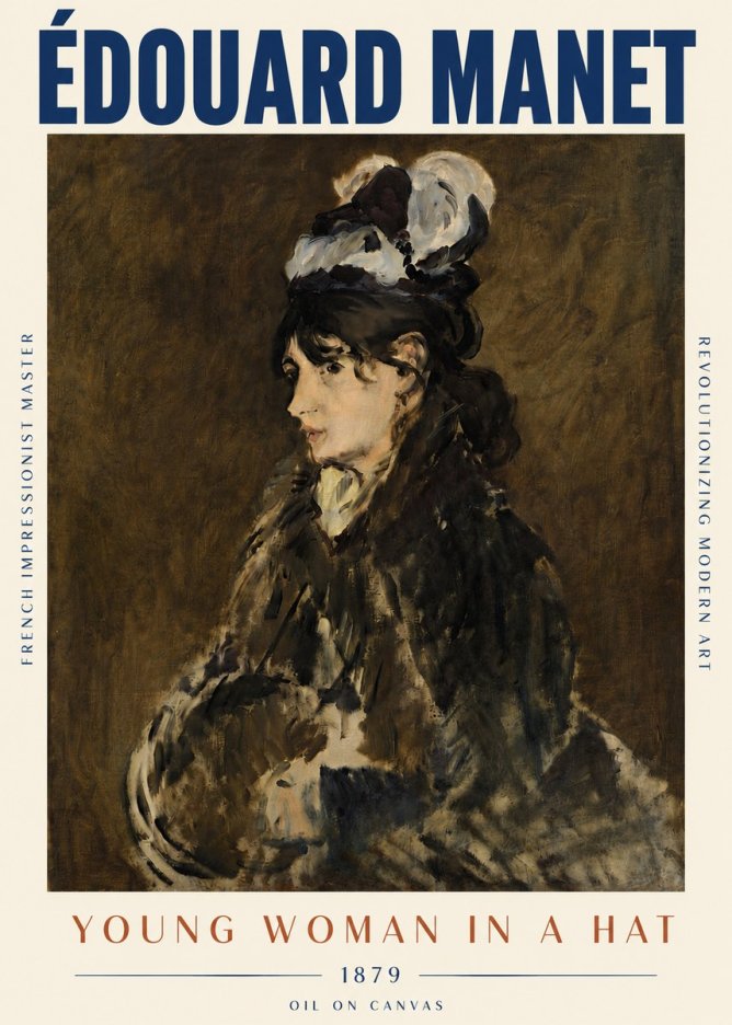 Édouard Manet Young Woman in a Hat I No5 - Póster