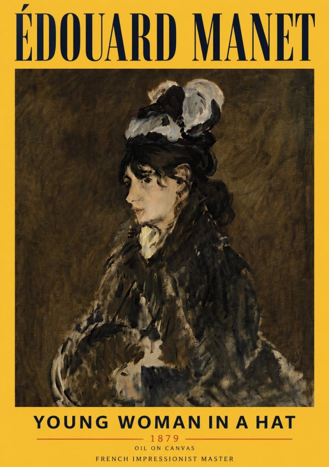 Édouard Manet Young Woman in a Hat I No6 - Póster