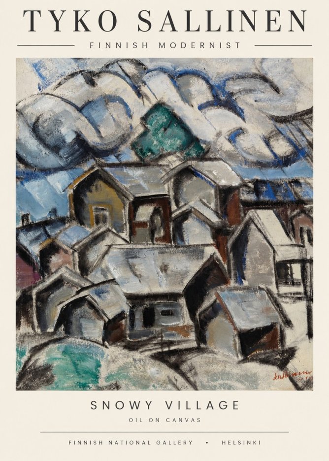 Tyko Sallinen Snowy Village No1 - Póster