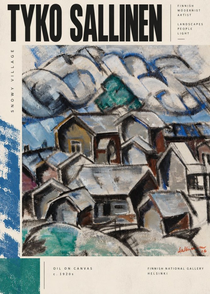 Tyko Sallinen Snowy Village No5 - Póster