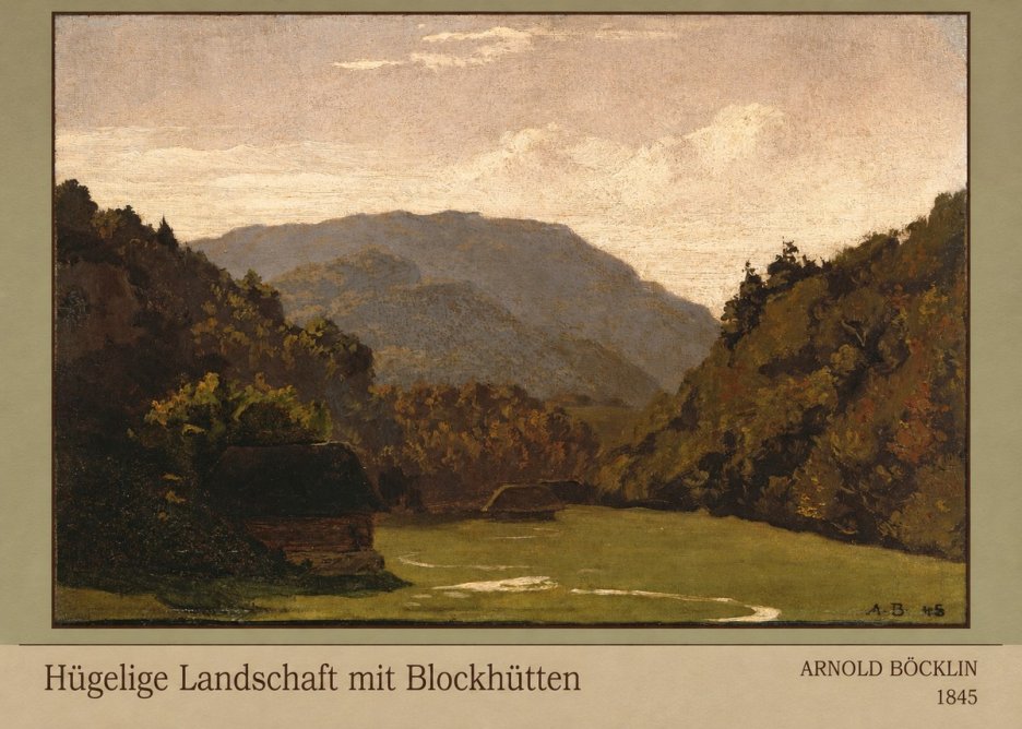 Arnold Böcklin Hügelige Landschaft Mit Blockhütten No3 - Póster