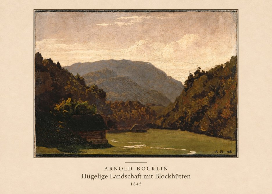 Arnold Böcklin Hügelige Landschaft Mit Blockhütten No4 - Póster