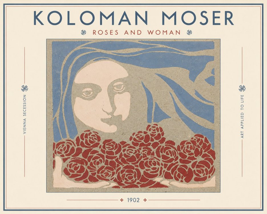 Koloman Moser Roses and Woman No3 - Póster