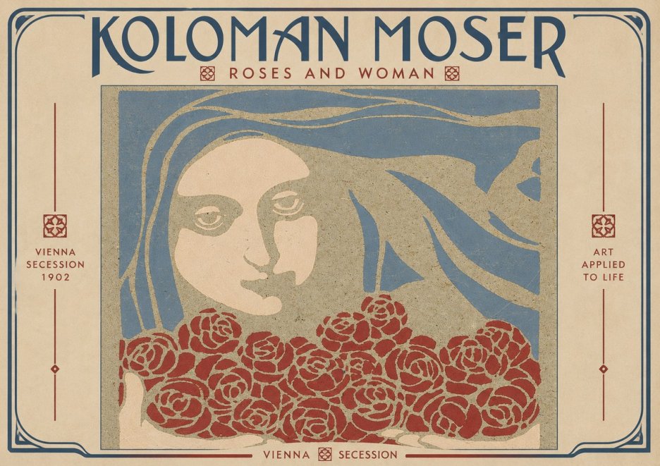 Koloman Moser Roses and Woman No4 - Póster
