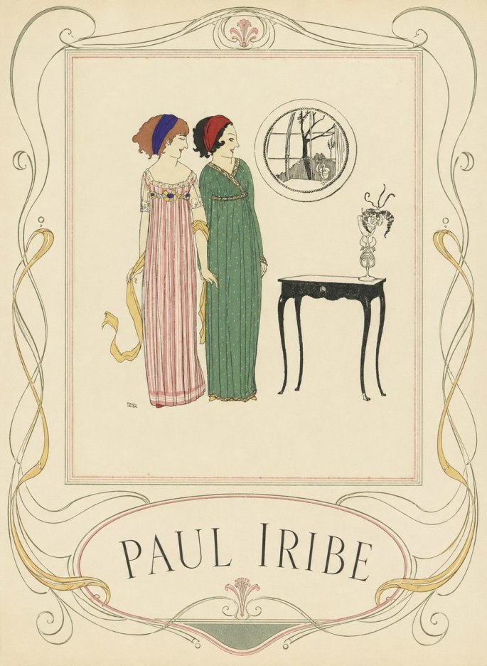 Paul Iribe Two Women in Elegant Dresses No3 - Póster
