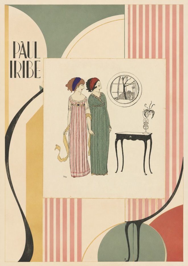 Paul Iribe Two Women in Elegant Dresses No4 - Póster