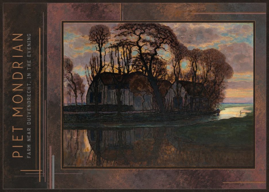 Piet Mondrian Farm Near Duivendrecht, in the Evening No2 - Póster