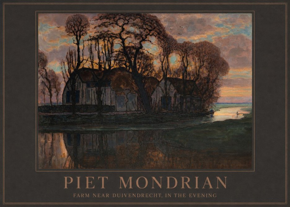 Piet Mondrian Farm Near Duivendrecht, in the Evening No3 - Póster