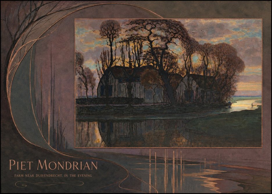 Piet Mondrian Farm Near Duivendrecht, in the Evening No4 - Póster