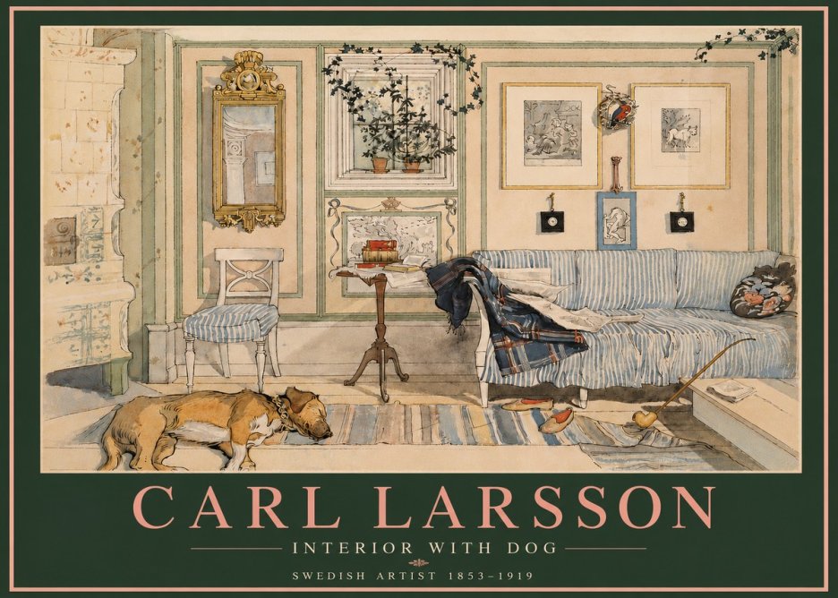 Carl Larsson Interior with Dog No4 - Póster