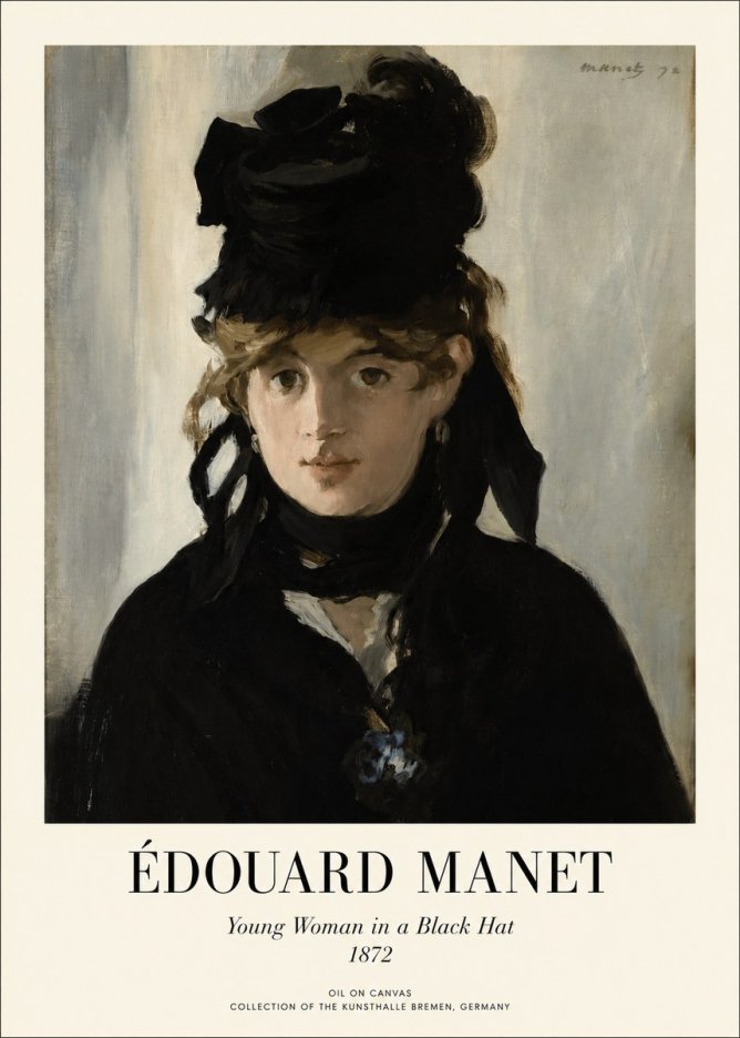 Édouard Manet Young Woman in a Black Hat I No1 - Póster