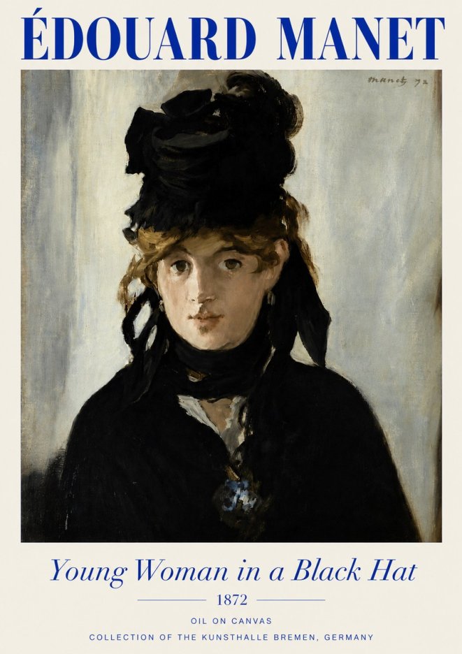 Édouard Manet Young Woman in a Black Hat I No4 - Póster