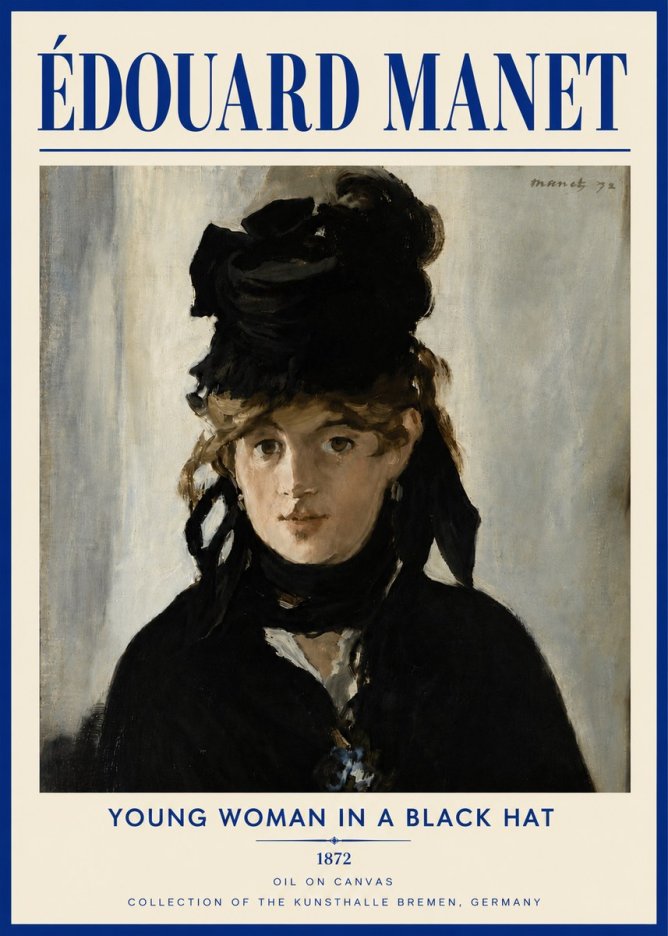 Édouard Manet Young Woman in a Black Hat I No5 - Póster