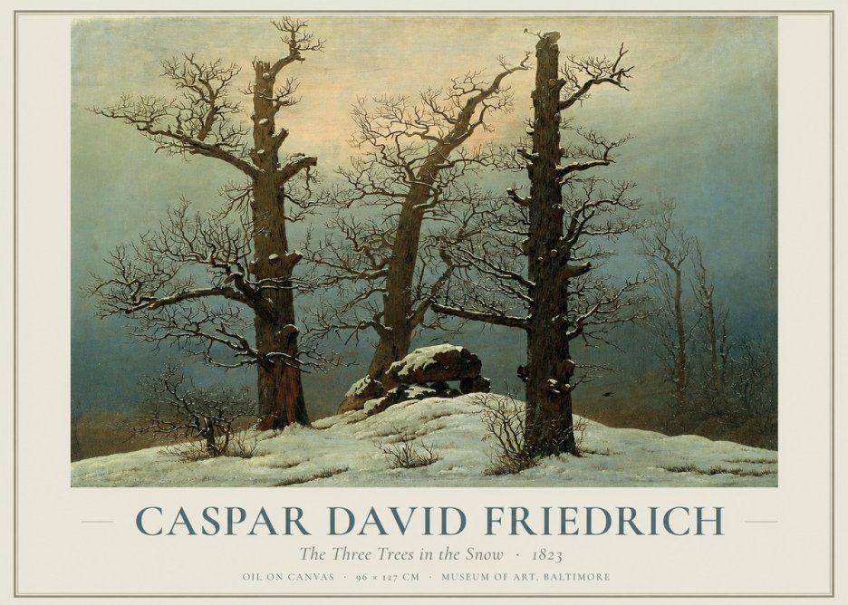 Caspar David Friedrich The Three Trees in the Snow No1 - Póster