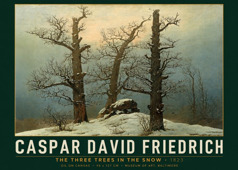 Caspar David Friedrich The Three Trees in the Snow No2 - Póster