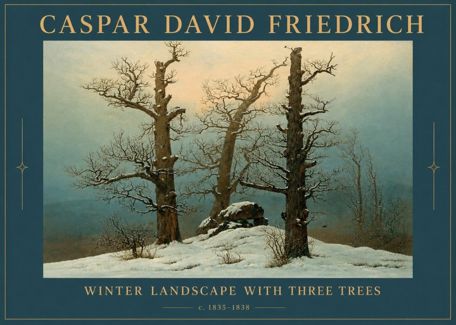 Caspar David Friedrich The Three Trees in the Snow No4 - Póster