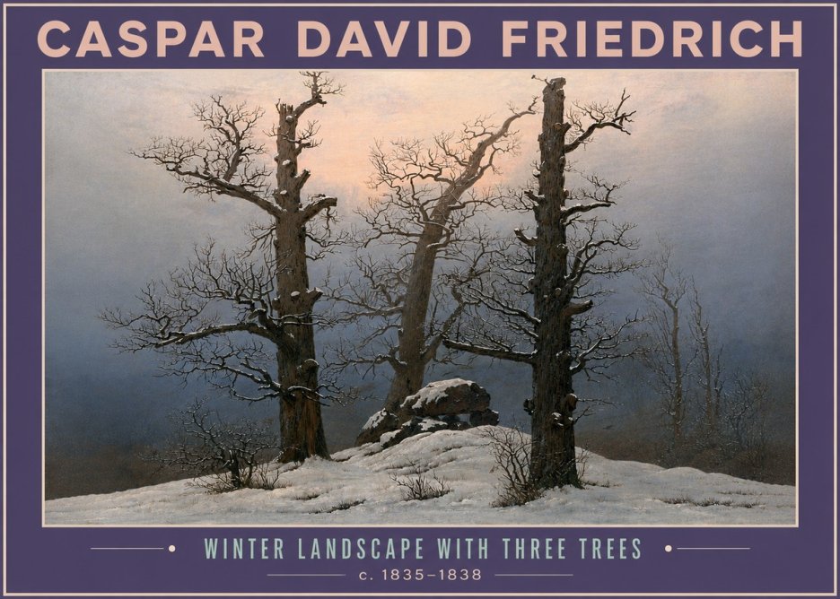 Caspar David Friedrich The Three Trees in the Snow No6 - Póster