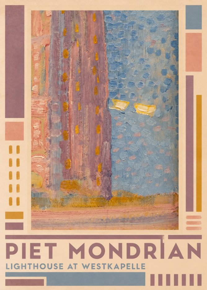 Piet Mondrian Lighthouse at Westkapelle No2 - Póster