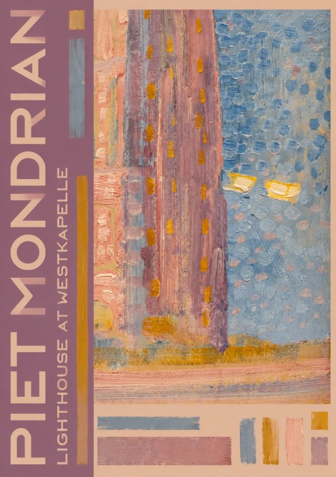 Piet Mondrian Lighthouse at Westkapelle No6 - Póster