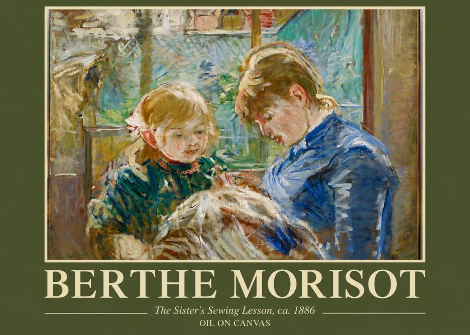 Berthe Morisot The Sister's Sewing Lesson, Ca. 1886 No4 - Póster