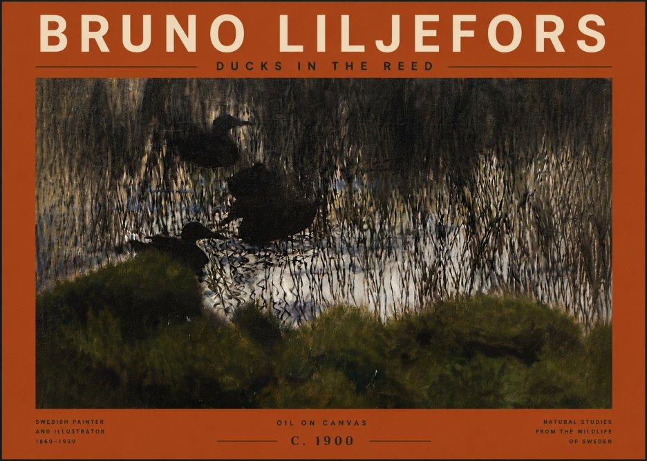 Bruno Liljefors Ducks in the Reed No6 - Póster