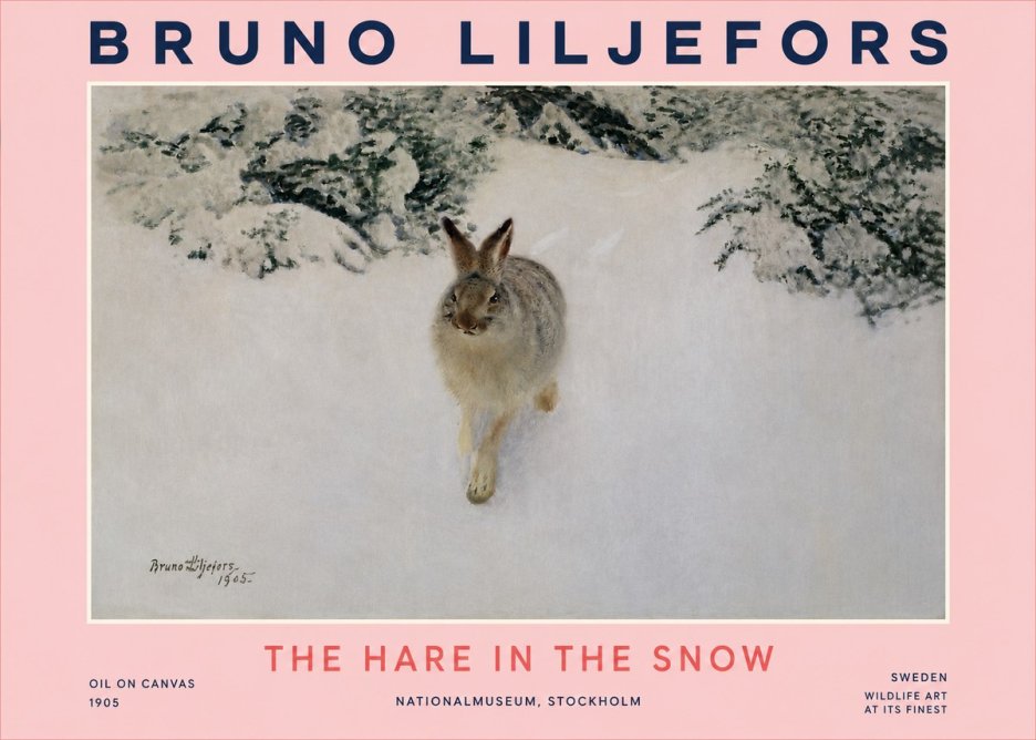 Bruno Liljefors The Hare in the Snow No3 - Póster
